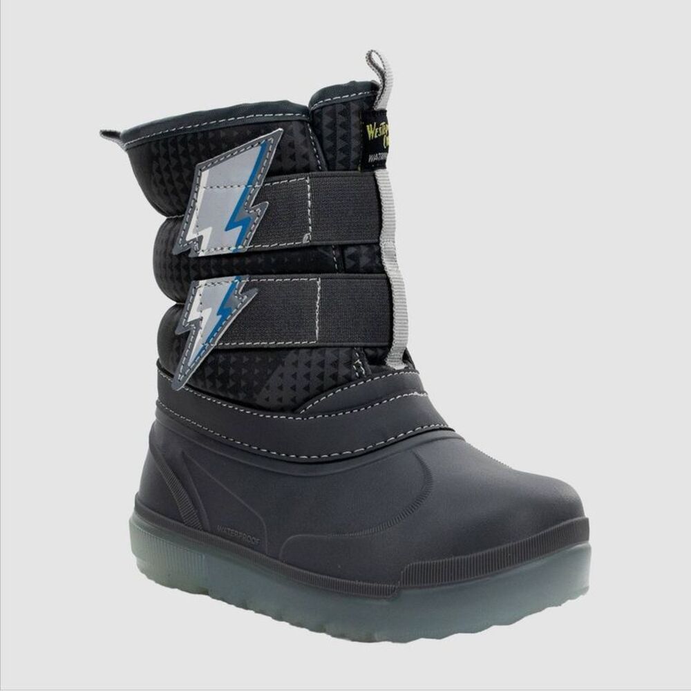 Toddler Boys' Denali Lighted Faux Fur Lightning Bolt Winter Boots - Gray 6T